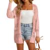imageGRECERELLE 2025 Women Summer Crochet Boho Long Sleeve Lightweight Oversized Open Front Cardigan Sweaters Kimonos TopsCoral Pink