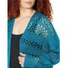 imageGRECERELLE 2025 Women Summer Crochet Boho Long Sleeve Lightweight Oversized Open Front Cardigan Sweaters Kimonos TopsCyan