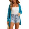 imageGRECERELLE 2025 Women Summer Crochet Boho Long Sleeve Lightweight Oversized Open Front Cardigan Sweaters Kimonos TopsCyan