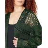 imageGRECERELLE 2025 Women Summer Crochet Boho Long Sleeve Lightweight Oversized Open Front Cardigan Sweaters Kimonos TopsDark Green
