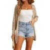 imageGRECERELLE 2025 Women Summer Crochet Boho Long Sleeve Lightweight Oversized Open Front Cardigan Sweaters Kimonos TopsKhaki