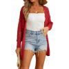 imageGRECERELLE 2025 Women Summer Crochet Boho Long Sleeve Lightweight Oversized Open Front Cardigan Sweaters Kimonos TopsRed