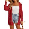 imageGRECERELLE 2025 Women Summer Crochet Boho Long Sleeve Lightweight Oversized Open Front Cardigan Sweaters Kimonos TopsRed
