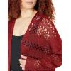 imageGRECERELLE 2025 Women Summer Crochet Boho Long Sleeve Lightweight Oversized Open Front Cardigan Sweaters Kimonos TopsRed
