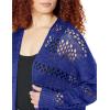 imageGRECERELLE 2025 Women Summer Crochet Boho Long Sleeve Lightweight Oversized Open Front Cardigan Sweaters Kimonos TopsRoyal Blue