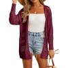 imageGRECERELLE 2025 Women Summer Crochet Boho Long Sleeve Lightweight Oversized Open Front Cardigan Sweaters Kimonos TopsWine Red