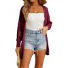 imageGRECERELLE 2025 Women Summer Crochet Boho Long Sleeve Lightweight Oversized Open Front Cardigan Sweaters Kimonos TopsWine Red