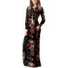imageGRECERELLE Womens 2024 Maxi Dresses Long Sleeve Casual Long T Shirt Dress Travel Vacation OutfitsFlowers Brown Black