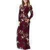 imageGRECERELLE Womens 2024 Maxi Dresses Long Sleeve Casual Long T Shirt Dress Travel Vacation OutfitsFlowers Wine Red