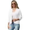 imageGRECERELLE Womens 34 Sleeve Summer Lightweight Knit Cropped Shrugs Cardigan Sweater01 White