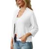 imageGRECERELLE Womens 34 Sleeve Summer Lightweight Knit Cropped Shrugs Cardigan Sweater01 White