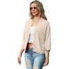 imageGRECERELLE Womens 34 Sleeve Summer Lightweight Knit Cropped Shrugs Cardigan SweaterApricot