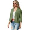 imageGRECERELLE Womens 34 Sleeve Summer Lightweight Knit Cropped Shrugs Cardigan SweaterArmy Green