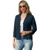imageGRECERELLE Womens 34 Sleeve Summer Lightweight Knit Cropped Shrugs Cardigan SweaterBlue Gray