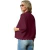 imageGRECERELLE Womens 34 Sleeve Summer Lightweight Knit Cropped Shrugs Cardigan SweaterBurgundy