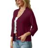 imageGRECERELLE Womens 34 Sleeve Summer Lightweight Knit Cropped Shrugs Cardigan SweaterBurgundy