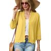 imageGRECERELLE Womens 34 Sleeve Summer Lightweight Knit Cropped Shrugs Cardigan SweaterCheese Yellow