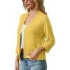 imageGRECERELLE Womens 34 Sleeve Summer Lightweight Knit Cropped Shrugs Cardigan SweaterCheese Yellow
