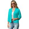 imageGRECERELLE Womens 34 Sleeve Summer Lightweight Knit Cropped Shrugs Cardigan SweaterCyan