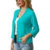 imageGRECERELLE Womens 34 Sleeve Summer Lightweight Knit Cropped Shrugs Cardigan SweaterCyan