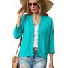 imageGRECERELLE Womens 34 Sleeve Summer Lightweight Knit Cropped Shrugs Cardigan SweaterCyan