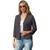 imageGRECERELLE Womens 34 Sleeve Summer Lightweight Knit Cropped Shrugs Cardigan SweaterDark Gray