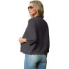 imageGRECERELLE Womens 34 Sleeve Summer Lightweight Knit Cropped Shrugs Cardigan SweaterDark Gray
