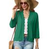 imageGRECERELLE Womens 34 Sleeve Summer Lightweight Knit Cropped Shrugs Cardigan SweaterDark Green