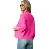 imageGRECERELLE Womens 34 Sleeve Summer Lightweight Knit Cropped Shrugs Cardigan SweaterHot Pink