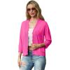 imageGRECERELLE Womens 34 Sleeve Summer Lightweight Knit Cropped Shrugs Cardigan SweaterHot Pink