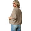 imageGRECERELLE Womens 34 Sleeve Summer Lightweight Knit Cropped Shrugs Cardigan SweaterKhaki