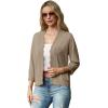 imageGRECERELLE Womens 34 Sleeve Summer Lightweight Knit Cropped Shrugs Cardigan SweaterKhaki