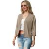 imageGRECERELLE Womens 34 Sleeve Summer Lightweight Knit Cropped Shrugs Cardigan SweaterKhaki