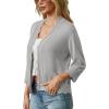 imageGRECERELLE Womens 34 Sleeve Summer Lightweight Knit Cropped Shrugs Cardigan SweaterLight Gray