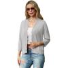 imageGRECERELLE Womens 34 Sleeve Summer Lightweight Knit Cropped Shrugs Cardigan SweaterLight Gray