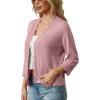 imageGRECERELLE Womens 34 Sleeve Summer Lightweight Knit Cropped Shrugs Cardigan SweaterLight Pink