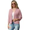 imageGRECERELLE Womens 34 Sleeve Summer Lightweight Knit Cropped Shrugs Cardigan SweaterLight Pink