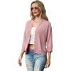 imageGRECERELLE Womens 34 Sleeve Summer Lightweight Knit Cropped Shrugs Cardigan SweaterLight Pink