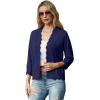 imageGRECERELLE Womens 34 Sleeve Summer Lightweight Knit Cropped Shrugs Cardigan SweaterNavy Blue