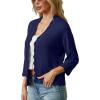 imageGRECERELLE Womens 34 Sleeve Summer Lightweight Knit Cropped Shrugs Cardigan SweaterNavy Blue