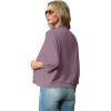 imageGRECERELLE Womens 34 Sleeve Summer Lightweight Knit Cropped Shrugs Cardigan SweaterPurple Gray