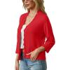 imageGRECERELLE Womens 34 Sleeve Summer Lightweight Knit Cropped Shrugs Cardigan SweaterRed