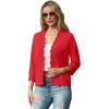 imageGRECERELLE Womens 34 Sleeve Summer Lightweight Knit Cropped Shrugs Cardigan SweaterRed