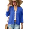 imageGRECERELLE Womens 34 Sleeve Summer Lightweight Knit Cropped Shrugs Cardigan SweaterRoyal Blue