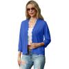 imageGRECERELLE Womens 34 Sleeve Summer Lightweight Knit Cropped Shrugs Cardigan SweaterRoyal Blue