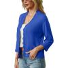 imageGRECERELLE Womens 34 Sleeve Summer Lightweight Knit Cropped Shrugs Cardigan SweaterRoyal Blue