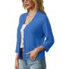 imageGRECERELLE Womens 34 Sleeve Summer Lightweight Knit Cropped Shrugs Cardigan SweaterSky Blue