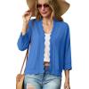 imageGRECERELLE Womens 34 Sleeve Summer Lightweight Knit Cropped Shrugs Cardigan SweaterSky Blue