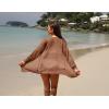 imageGRECERELLE Womens Lightweight Crochet Long Sleeve Loose Casual Open Front Cardigan Drape Sweaters Boho Summer Beach CoverupsCaramel