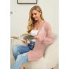 imageGRECERELLE Womens Lightweight Crochet Long Sleeve Loose Casual Open Front Cardigan Drape Sweaters Boho Summer Beach CoverupsCoral Pink